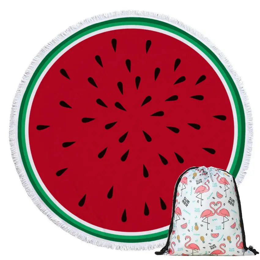 Serviette de plage ronde & sac de rangement MancelShop