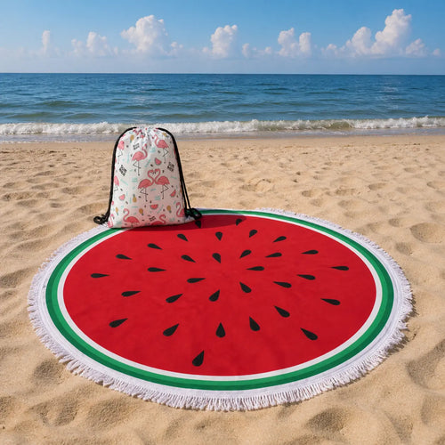 Serviette de plage ronde & sac de rangement MancelShop