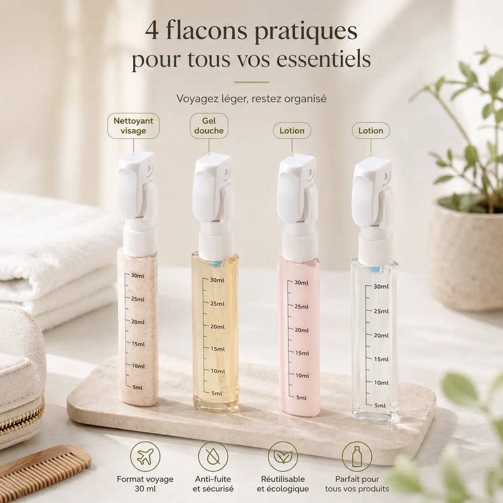 Kit de voyage 4-en-1 rechargeable anti-fuite MancelShop